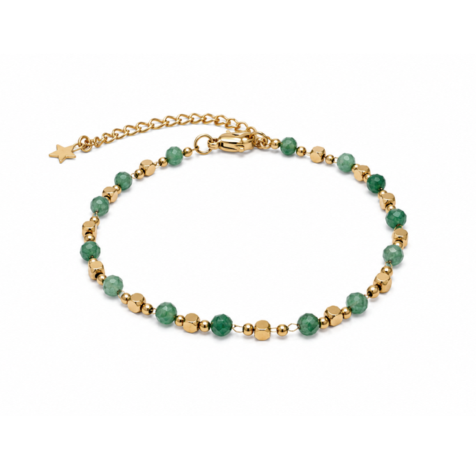 Bracelet Énergie en Aventurine Verte A – Perles Dorées chez Arabesk|cz