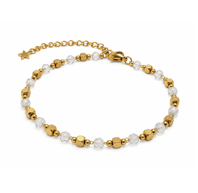 Bracelet Énergie en Cristal de Roche AA – Perles Dorées chez Arabesk|cz