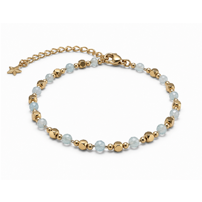 Bracelet Énergie en Aigue-Marine AA – Perles Dorées chez Arabesk|cz