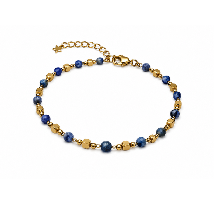 Bracelet Énergie en Lapis-Lazuli A – Perles Dorées chez Arabesk|cz