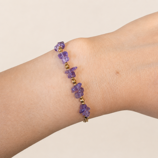 Bracelet Énergie en Améthyste A+ – Éclats de Pierre chez Arabesk