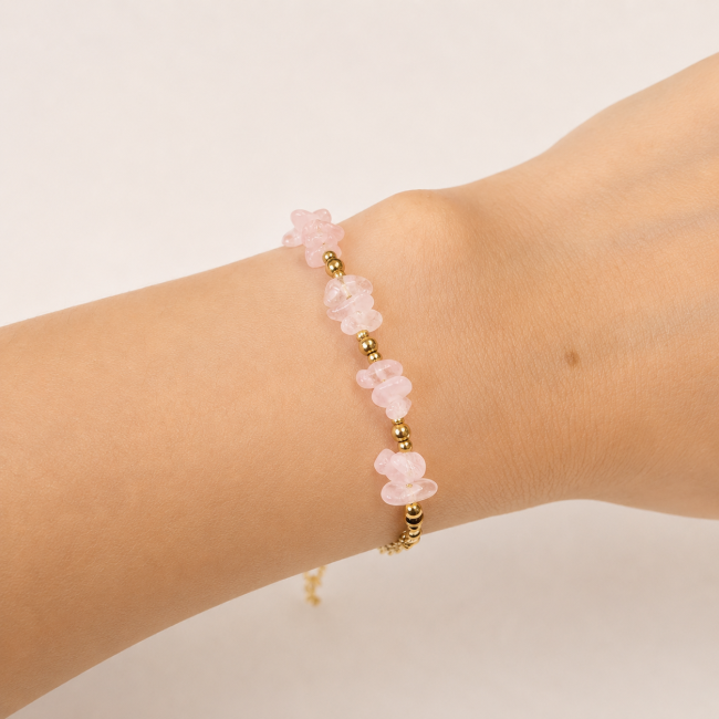 Bracelet Énergie en Quartz Rose A – Éclats de Pierre chez Arabesk