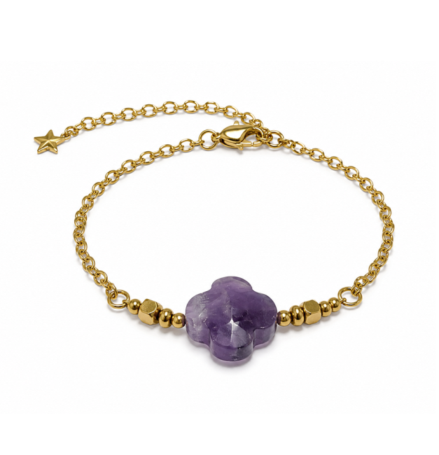 Bracelet Chance en Améthyste A – Trèfle chez Arabesk|cz