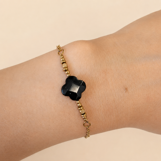 Bracelet Chance en Onyx A – Trèfle chez Arabesk