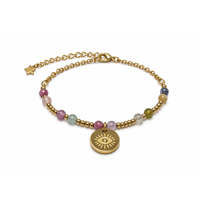 Bracelet Protection en Tourmaline Multicolore A– Œil Protecteur chez Arabesk|cz