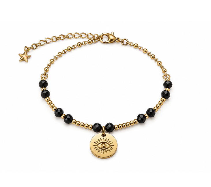 Bracelet Protection en Spinelle Noir A – Œil Protecteur chez Arabesk|cz