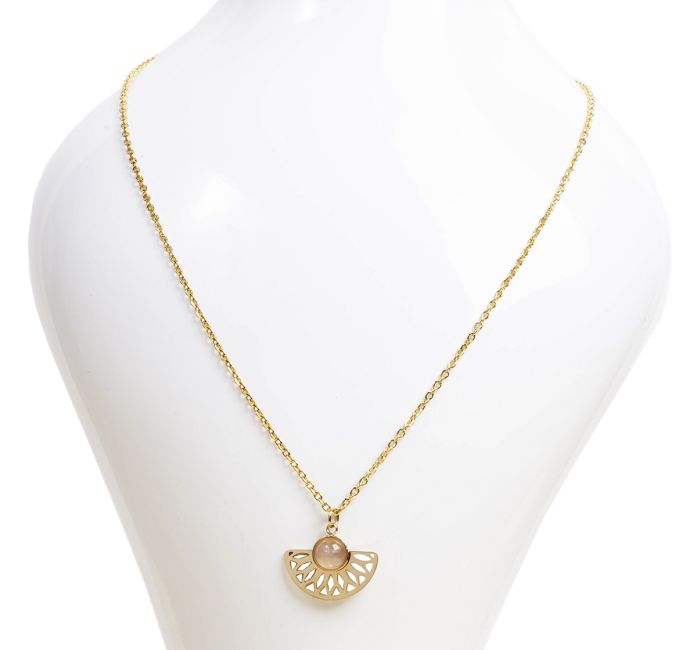 Collier Acier Inoxydable Doré Pendentif Aztèque Lapis-Lazuli AA 6mm chez Arabesk