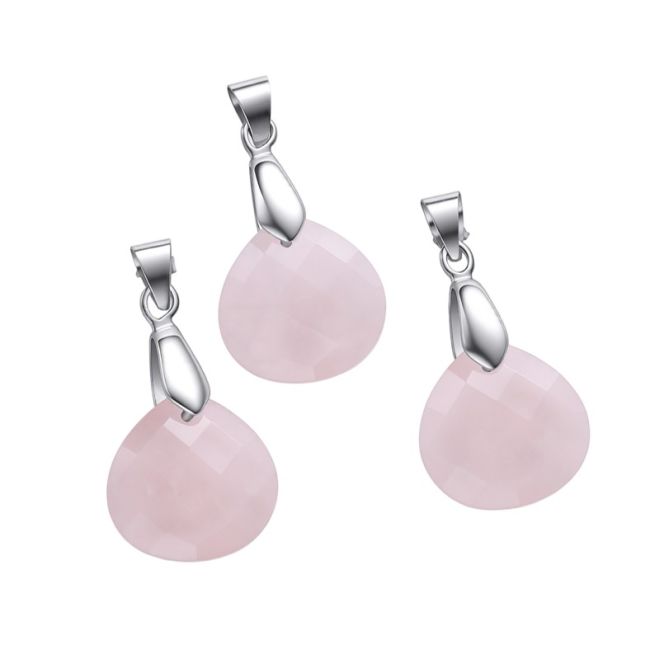 Pendentif Goutte Plate Facettée Quartz Rose – Lot De 3 chez Arabesk