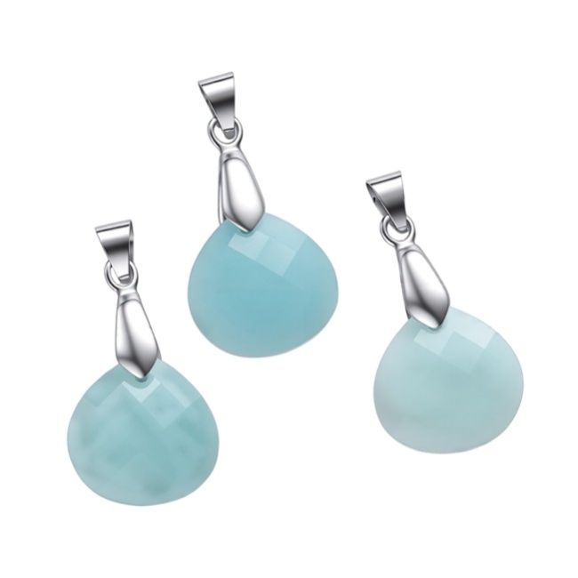 Pendentif Goutte Plate Facettée Amazonite – Lot De 3 chez Arabesk