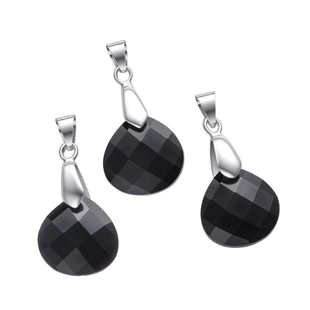 Pendentif Goutte Plate Facettée Obsidienne Noire– Lot De 3 chez Arabesk