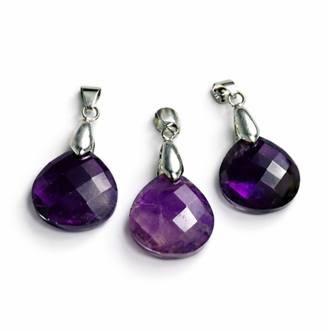 Pendentif Goutte Plate Facettée Améthyste – Lot De 3 chez Arabesk|cz