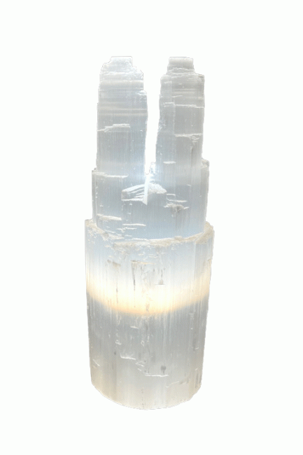 Lampe en Sélénite Montagne Double en Sélénite 20cm 2-3Kg chez Arabesk