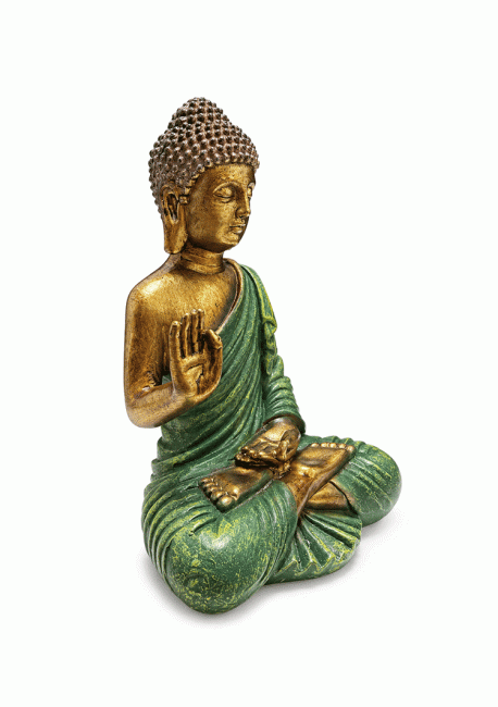 Statue Bouddha Abhaya Verte en Résine 13 cm chez Arabesk|cz