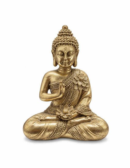 Statue Bouddha Abhaya Doré en Résine 14 cm chez Arabesk