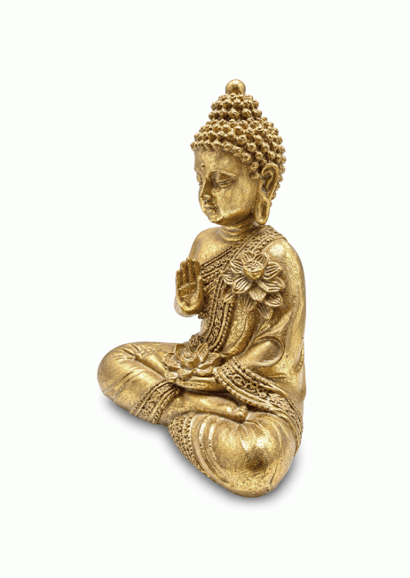 Statue Bouddha Abhaya Doré en Résine 14 cm chez Arabesk|cz