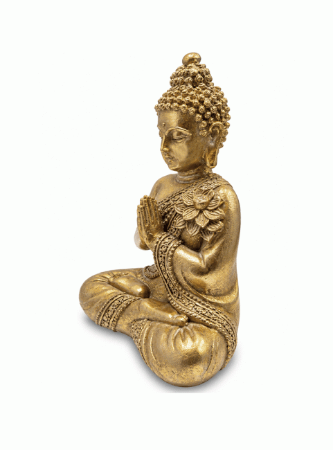 Statue Bouddha Namasté Doré en Résine 14 cm chez Arabesk|cz