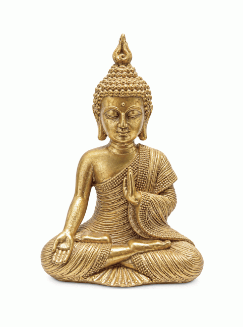 Statue Bouddha Doré Mudra de l’Enseignement en Résine 15 cm chez Arabesk
