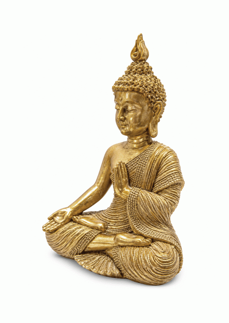 Statue Bouddha Doré Mudra de l’Enseignement en Résine 15 cm chez Arabesk|cz