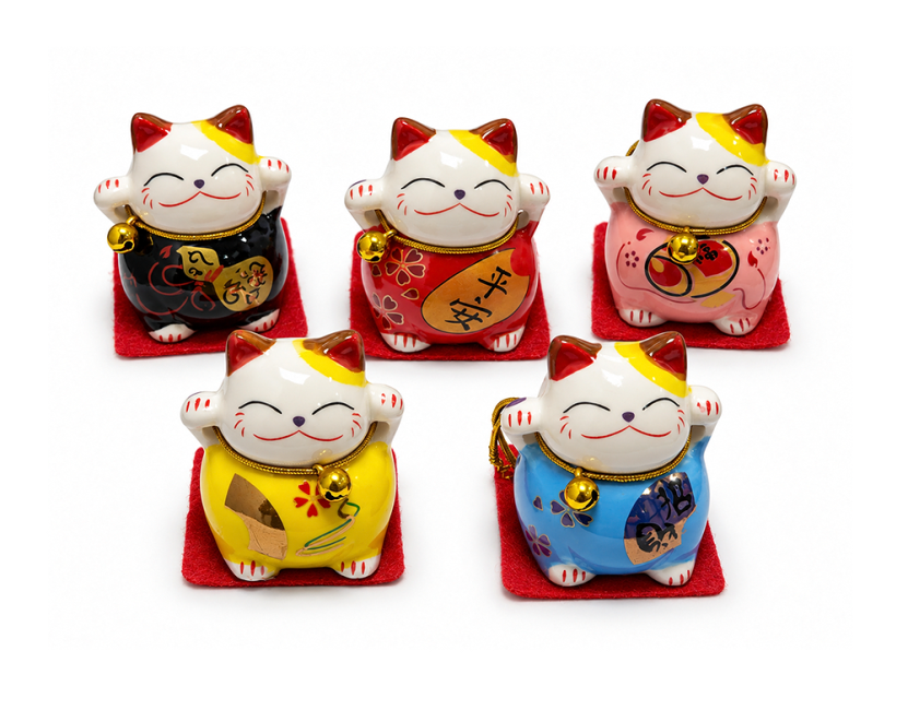 Set de 5 Chats Porte-Bonheur Maneki-neko en Résine 5 cm chez Arabesk