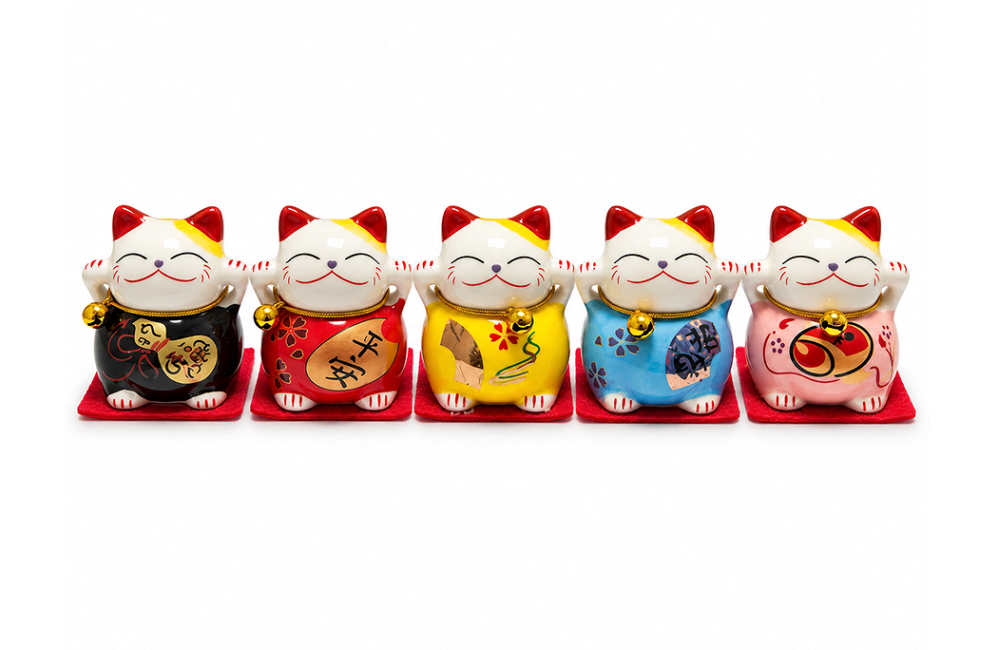 Set de 5 Chats Porte-Bonheur Maneki-neko en Résine 5 cm chez Arabesk|cz