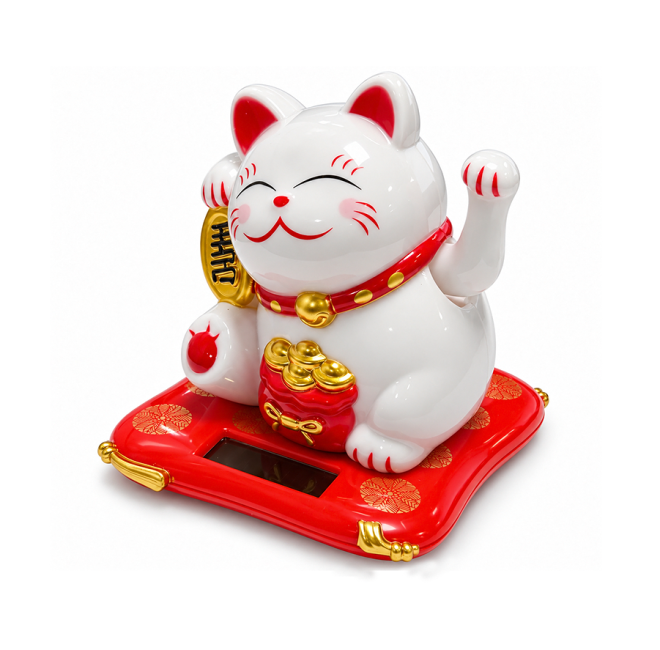 Chat Porte-Bonheur Maneki-neko Solaire à Bras Mobile 7,5 cm chez Arabesk|cz