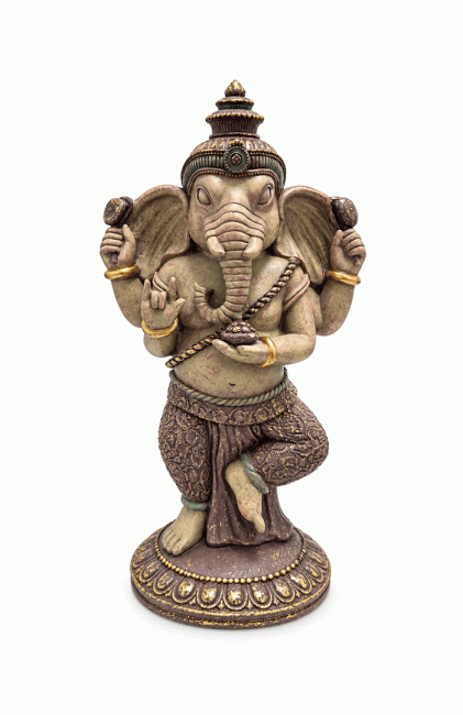 Statue Ganesh Dansant Mauve et Dorée en Résine 32 cm chez Arabesk