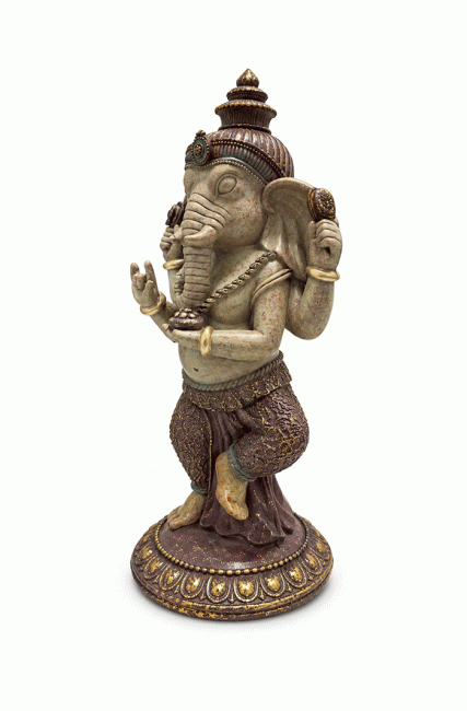 Statue Ganesh Dansant Mauve et Dorée en Résine 32 cm chez Arabesk|cz