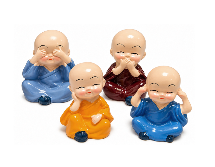 Set de 4 Moines de la Sagesse en Céramique 5,5 cm chez Arabesk