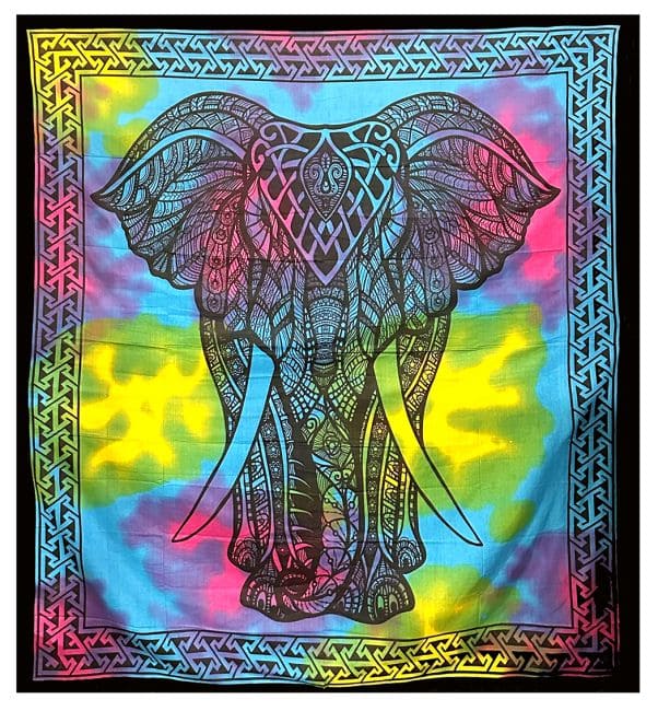 Tenture Eléphant Rose Turquoise Vert chez Arabesk