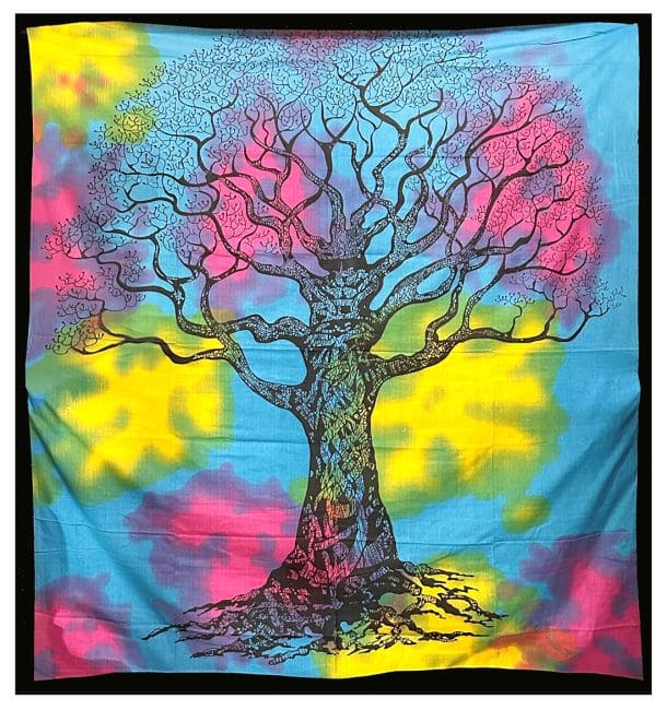 Tenture Arbre de Vie Turquoise Rose Mauve chez Arabesk