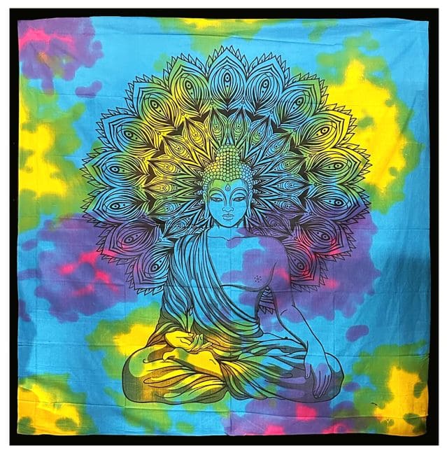 Tenture Bouddha Jaune Vert Turquoise chez Arabesk