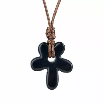 Náhrdelník Květina Černý Obsidián A