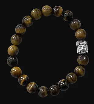 Náramek Tygří oko & Buddha s korálky 8mm