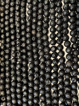 Kulaté korálky na niti Lávový kámen A 8mm