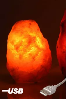 Přírodní solná lampa 3XS USB s dřevěným podstavcem 0,5-1 kg