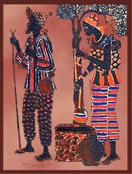 Mini nástěnná tapiserie africký pár © Světle modrá