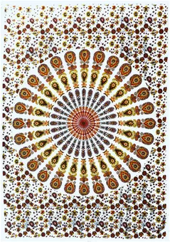 Mini nástěnná tapiserie Mandala žlutá & červená