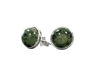 Náušnice Stříbro 925 Mechový Achát AA 8mm