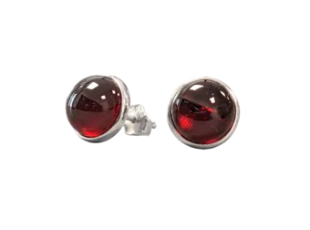 Náušnice Stříbro 925 Granát Červený AAA 8mm