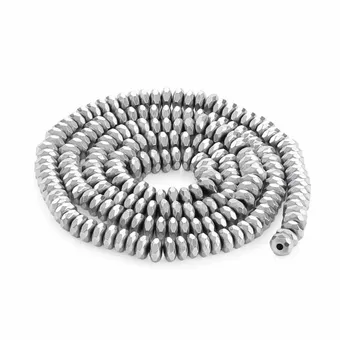 Fasetované mezikorálky z hematitu ve stříbrné barvě 4x2mm