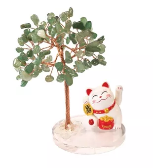 Strom života ze zeleného avanturínu s Manekineko