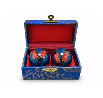 Čínské masážní koule Baoding modré s květem švestky 4,2 cm