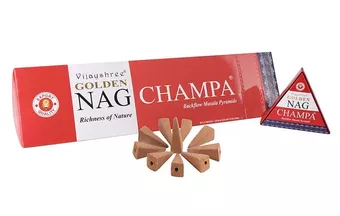 Backflow vonné kužely Vijayshree Golden Nag Champa 12 ks