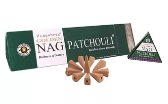 Backflow vonné kužely Vijayshree Golden Nag Patchouli 12 ks