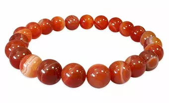 Náramek Červený pruhovaný achát A s korálky 8mm