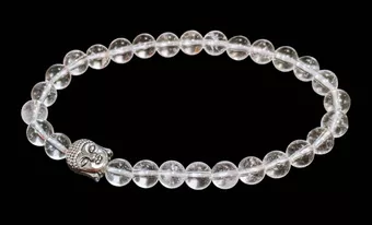 Náramek Křišťál a Buddha z korálků 6mm