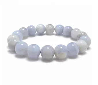 Náramek Modrý Pruhovaný Chalcedon A kuličky 10mm