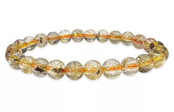 Náramek Křišťál Rutil Hematit AA korálky 7.5-8.5mm