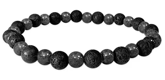 Náramek Hematit & Lávový kámen korálky 6mm