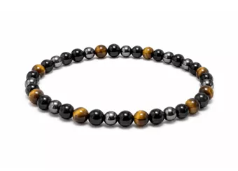 Náramek Hematit Tygří Oko Černý Obsidián S Korálky 4 mm